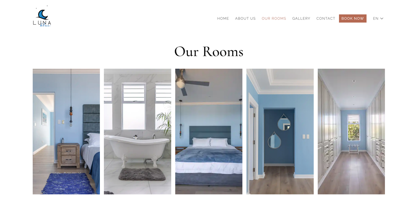 Luna Blue Off-grid Guesthouse desktop website